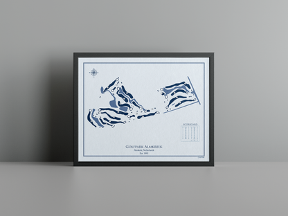 Golfpark Almkreek golf course print, blue frame