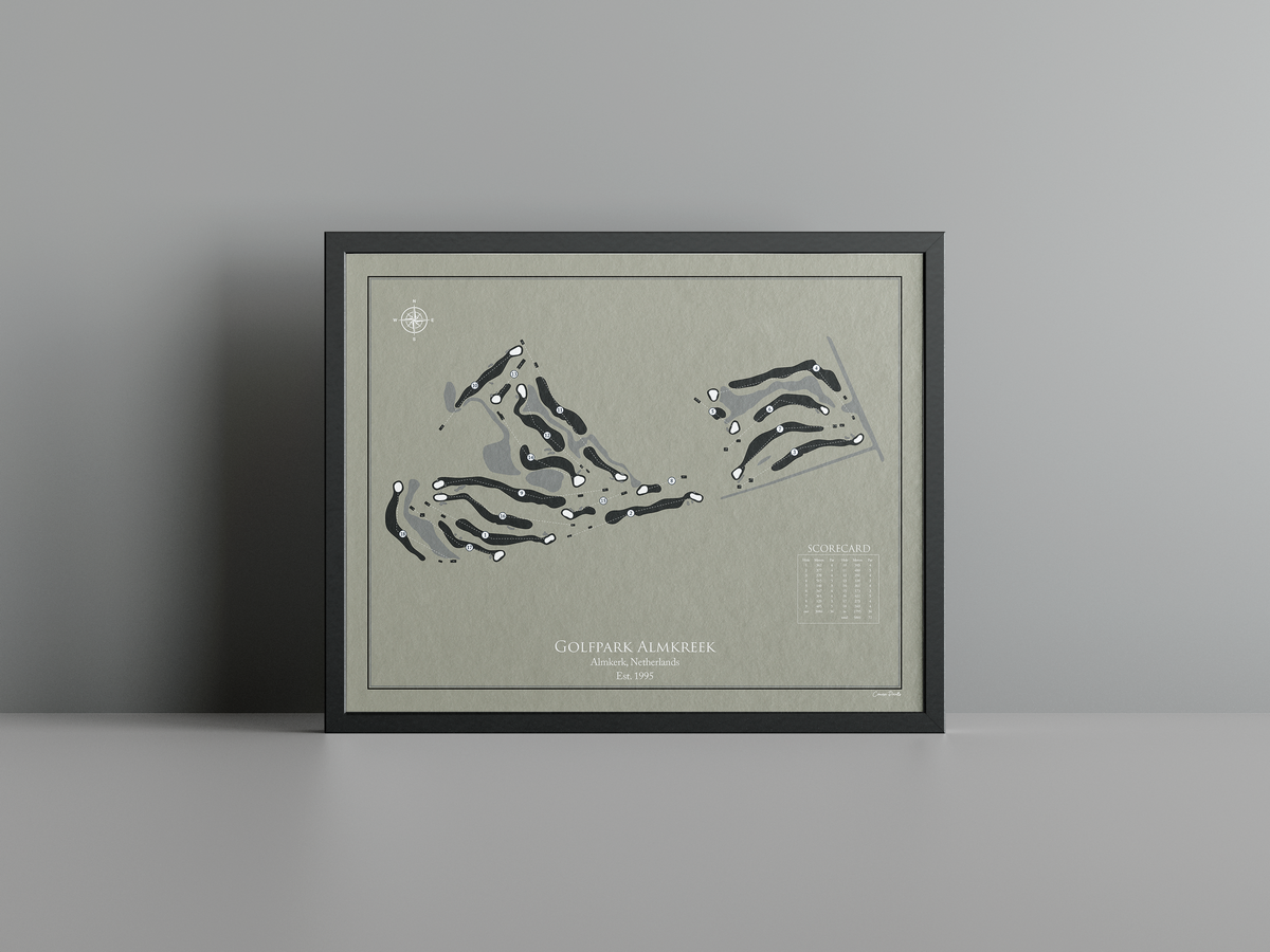 Golfpark Almkreek golf course print, brown frame