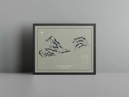 Golfpark Almkreek golf course print, brown frame