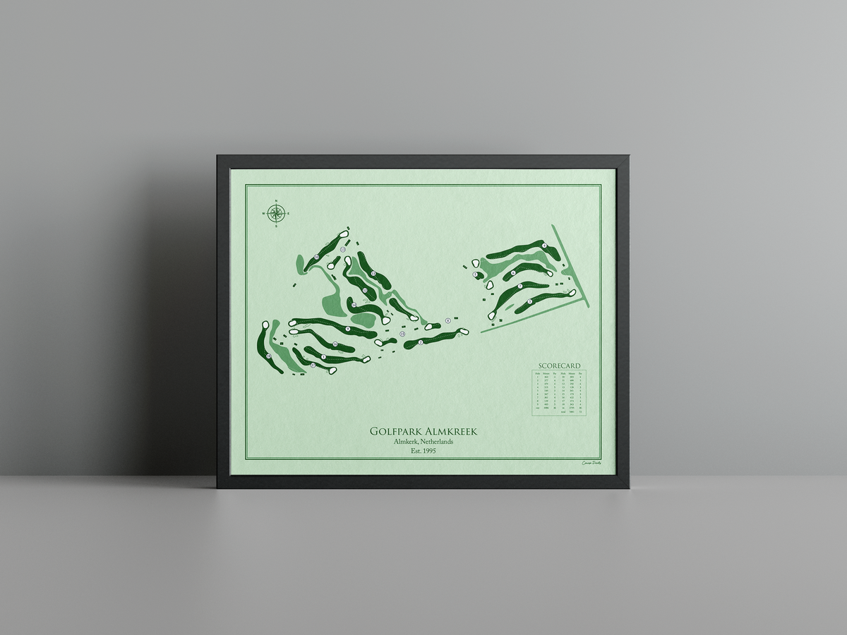 Golfpark Almkreek golf course print, green frame