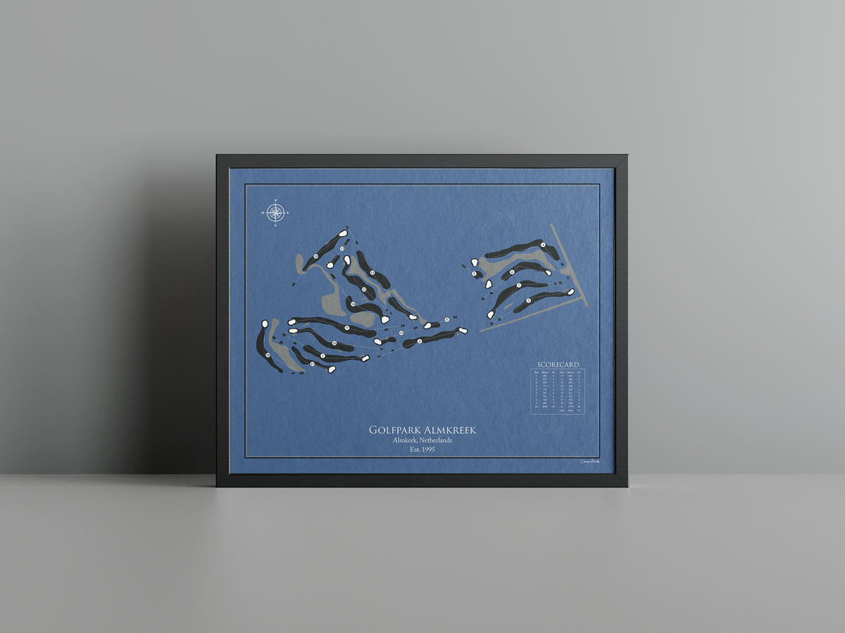 Golfpark Almkreek golf course print, navy frame