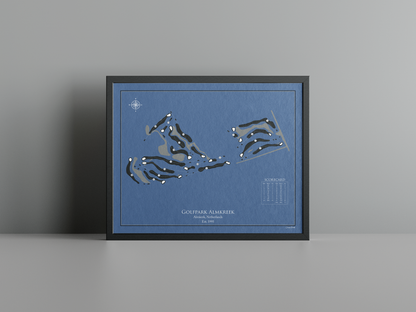 Golfpark Almkreek golf course print, navy frame