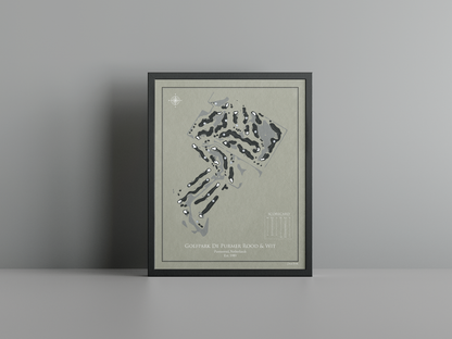 Golfpark De Purmer Rood & Wit golf course print, brown frame