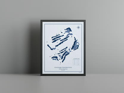 Golfpark Gendersteyn golf course print, blue frame