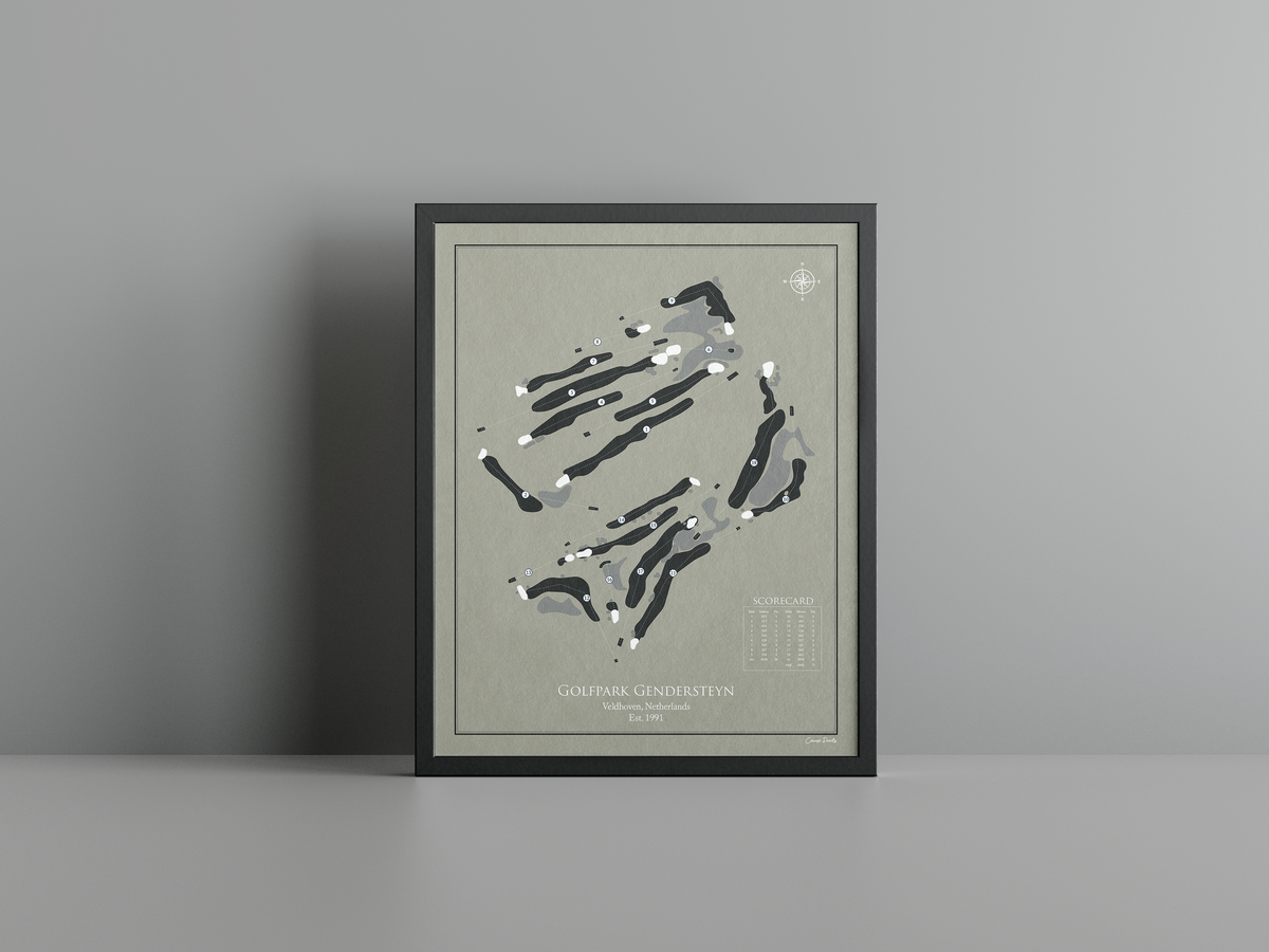 Golfpark Gendersteyn golf course print, brown frame