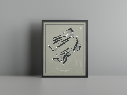 Golfpark Gendersteyn golf course print, brown frame