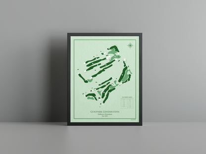 Golfpark Gendersteyn golf course print, green frame