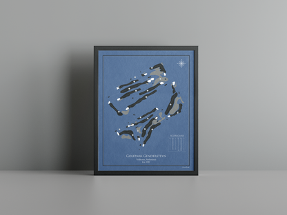 Golfpark Gendersteyn golf course print, navy frame