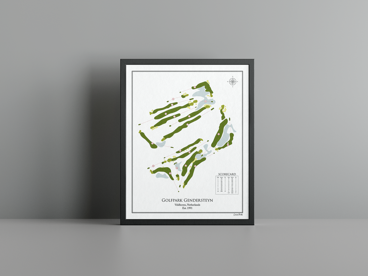 Golfpark Gendersteyn golf course print, white frame