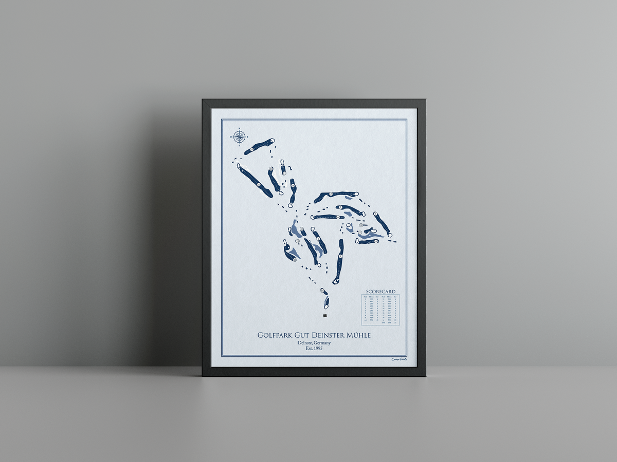 Golfpark Gut Deinster Mühle golf course print, blue frame