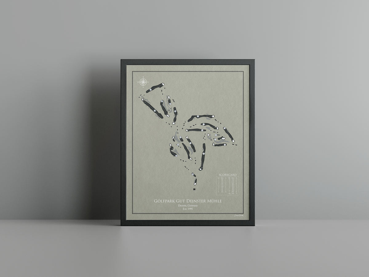Golfpark Gut Deinster Mühle golf course print, brown frame