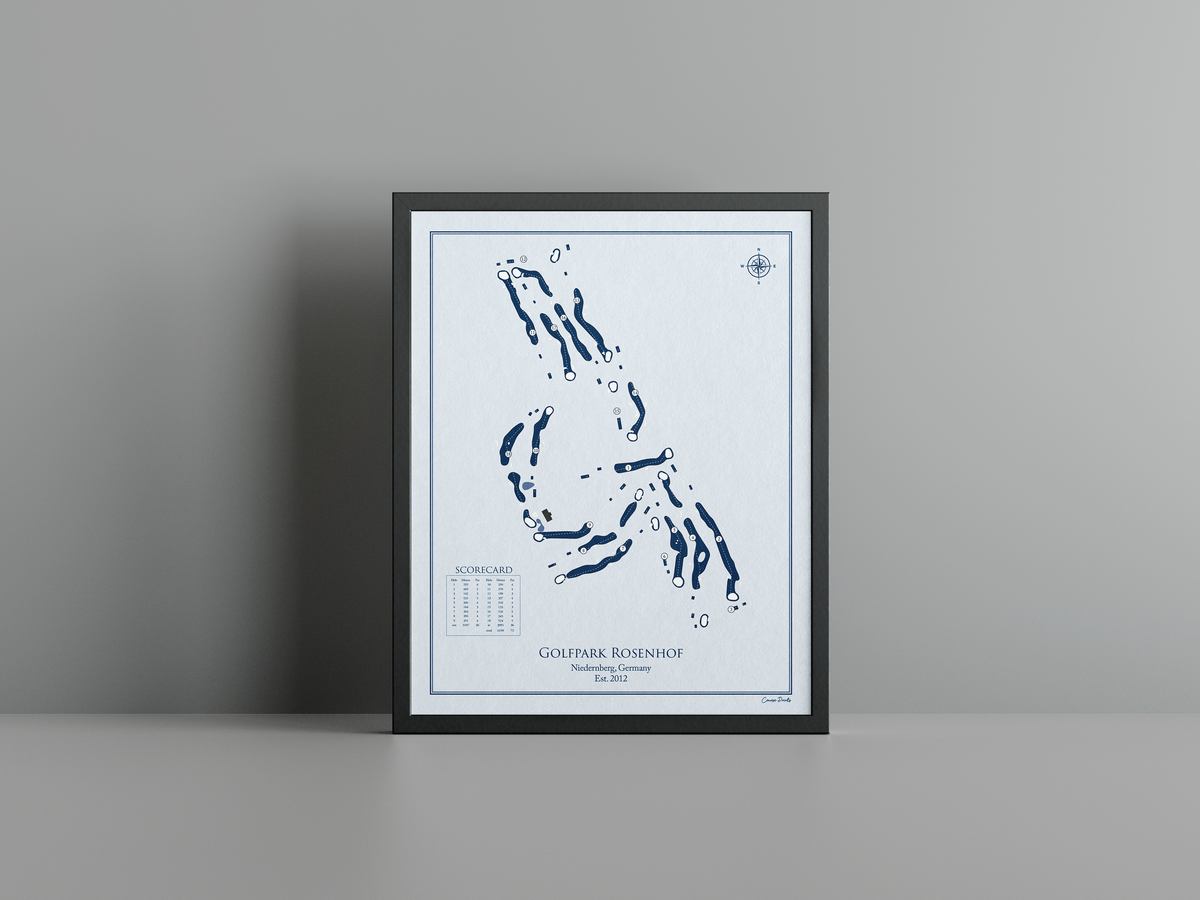 Golfpark Rosenhof golf course print, blue frame