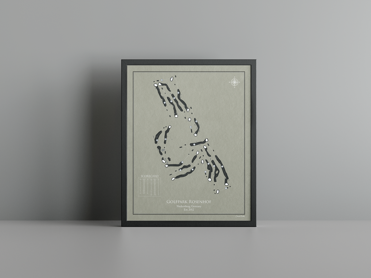 Golfpark Rosenhof golf course print, brown frame