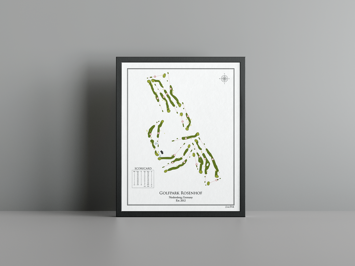Golfpark Rosenhof golf course print, white frame