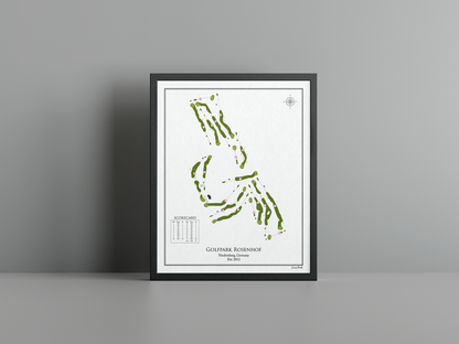 Golfpark Rosenhof golf course print, white frame