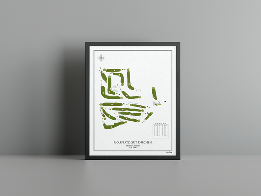 Golfplatz Gut Drechen golf course print, white frame