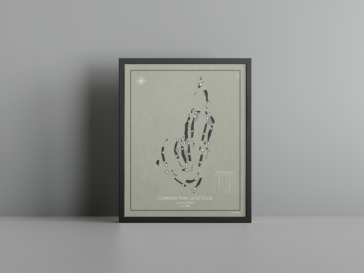 Gowran Park Golf Club golf course print, brown frame