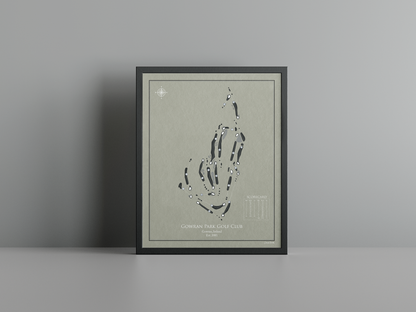 Gowran Park Golf Club golf course print, brown frame