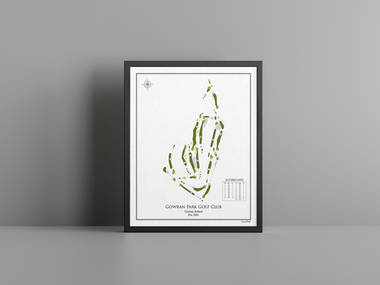 Gowran Park Golf Club golf course print, white frame