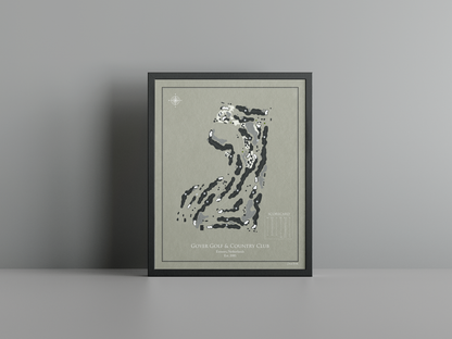 Goyer Golf & Country Club golf course print, brown frame