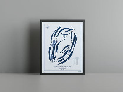 Granada Club de Golf golf course print, blue frame