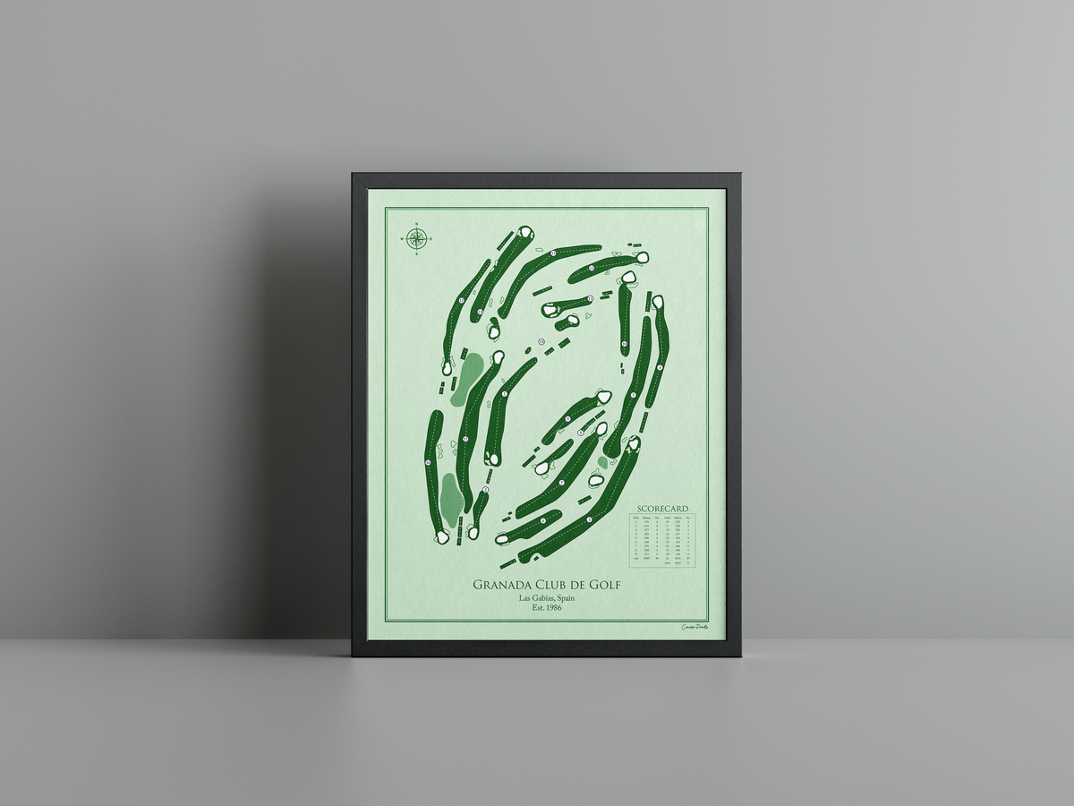 Granada Club de Golf golf course print, green frame