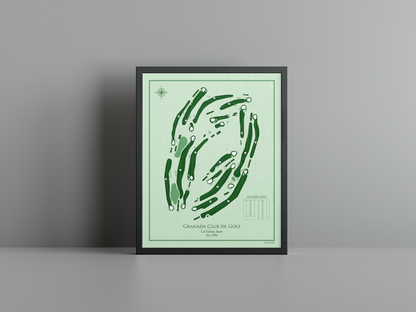 Granada Club de Golf golf course print, green frame