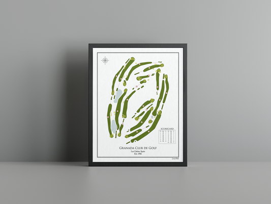 Granada Club de Golf golf course print, white frame