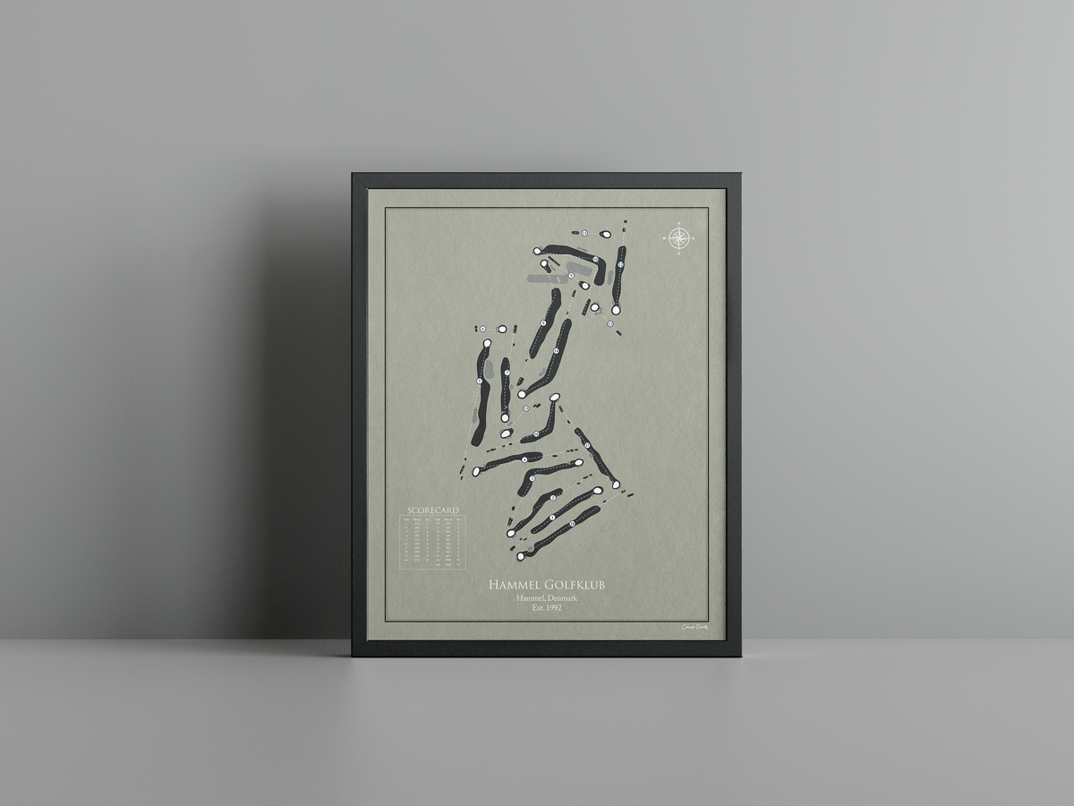 Hammel Golfklub golf course print, brown frame