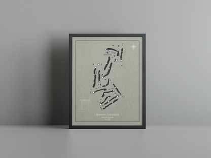 Hammel Golfklub golf course print, brown frame