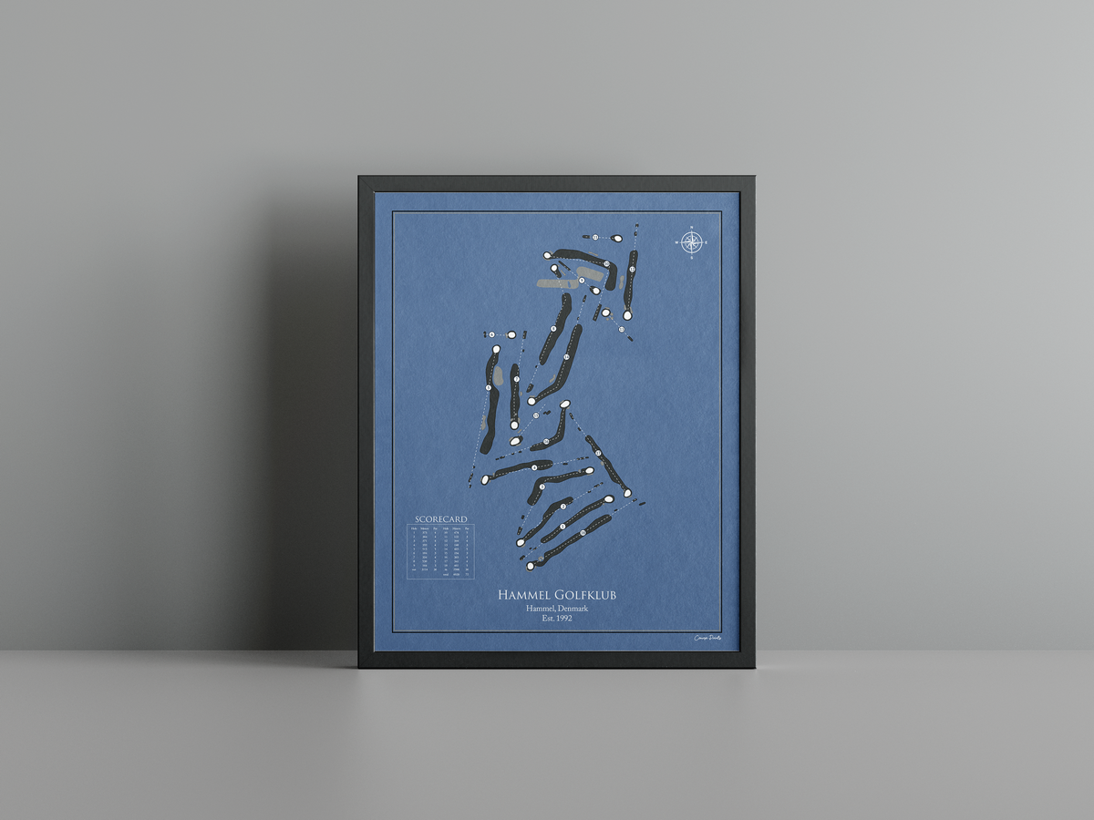 Hammel Golfklub golf course print, navy frame