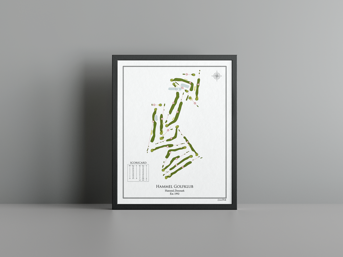Hammel Golfklub golf course print, white frame