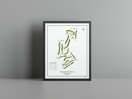 Hammel Golfklub golf course print, white frame