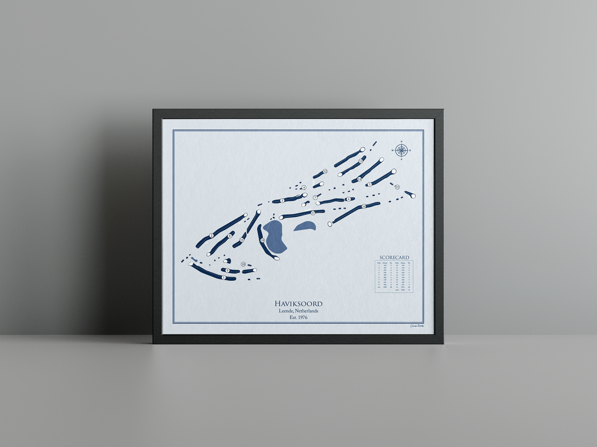Haviksoord golf course print, blue frame