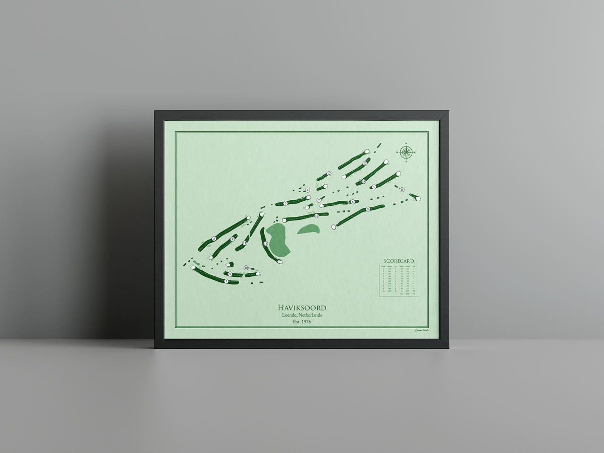 Haviksoord golf course print, green frame