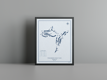 Hawarden Golf Club golf course print, blue frame