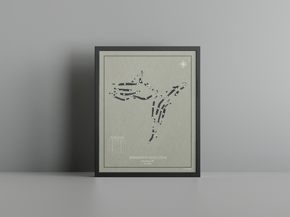 Hawarden Golf Club golf course print, brown frame