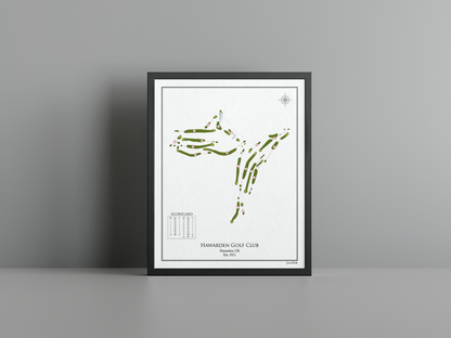 Hawarden Golf Club golf course print, white frame