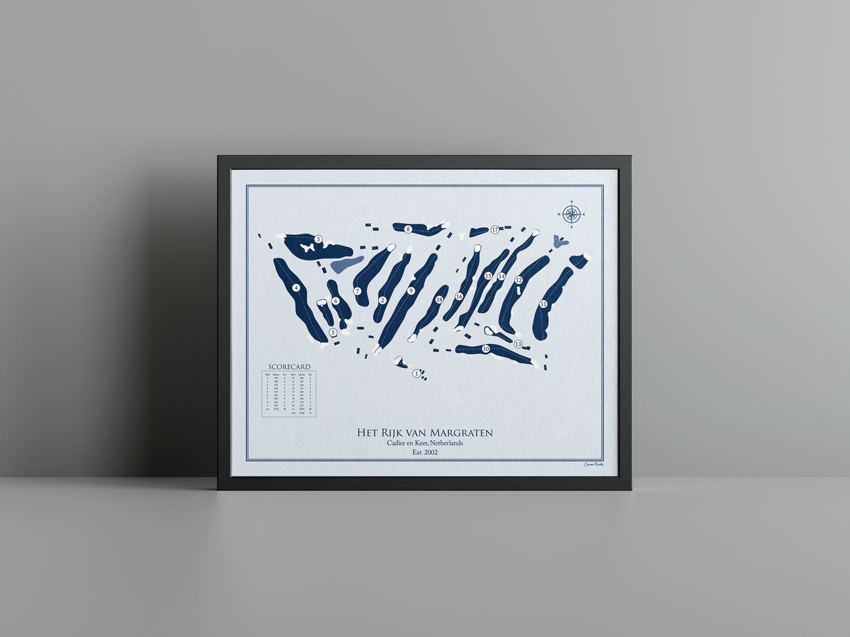 Het Rijk van Margraten golf course print, blue frame