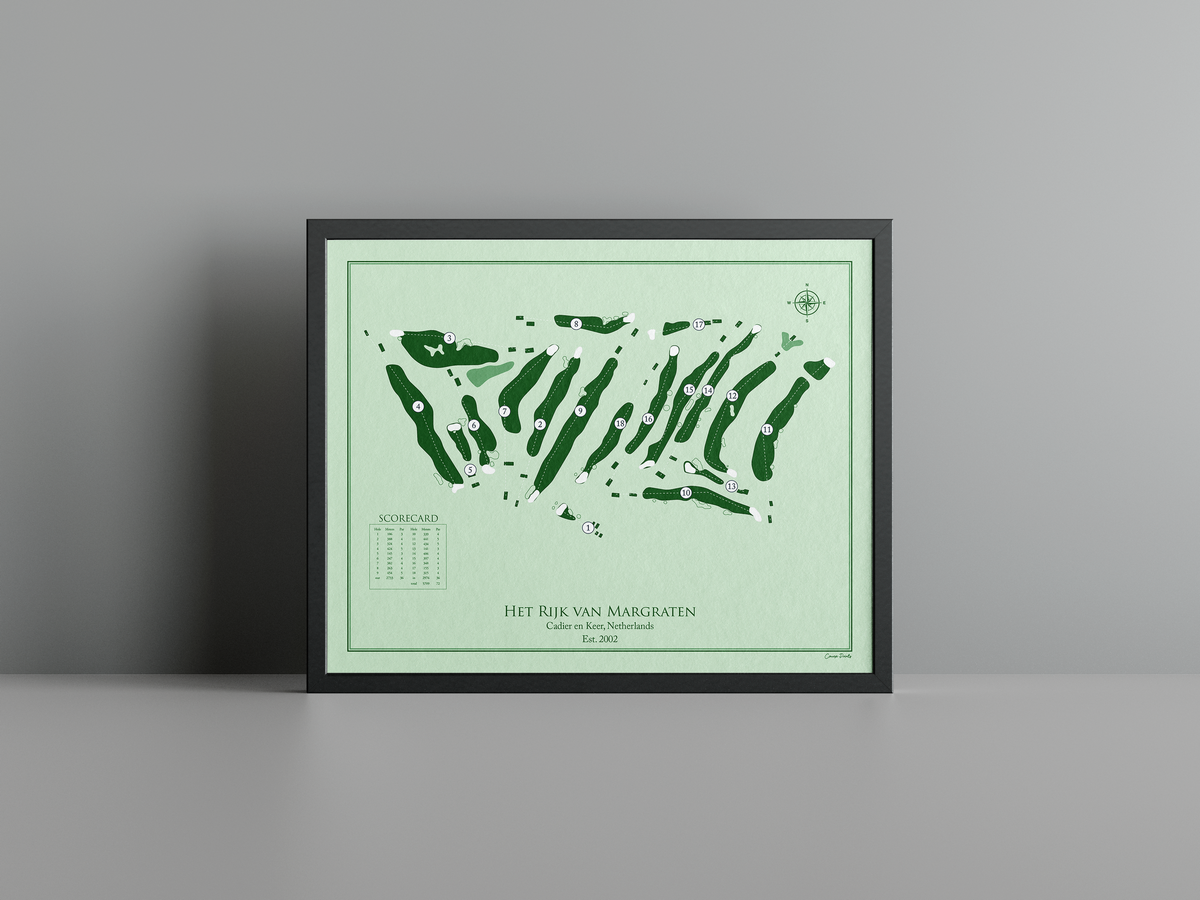 Het Rijk van Margraten golf course print, green frame