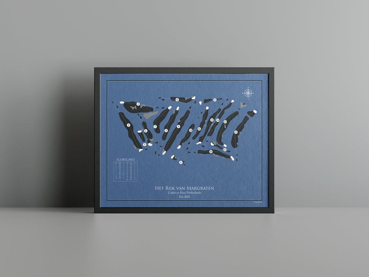 Het Rijk van Margraten golf course print, navy frame