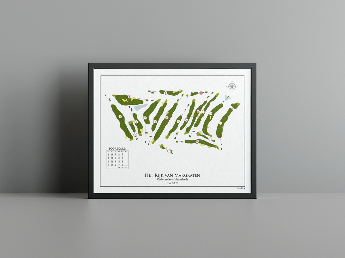 Het Rijk van Margraten golf course print, white frame
