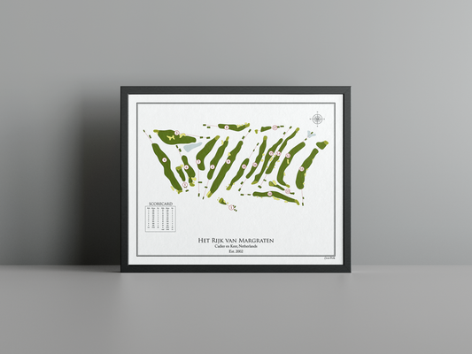 Het Rijk van Margraten golf course print, white frame