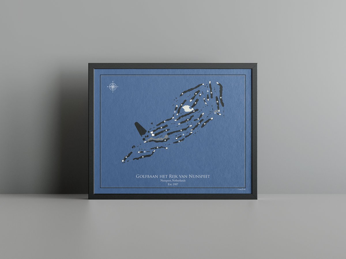 Het Rijk van Nunspeet golf course print, navy frame