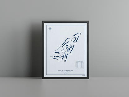 Hillside Golf Club golf course print, blue frame