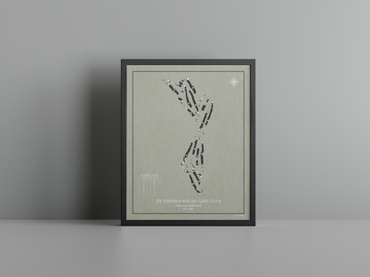 Hilversumsche Golf Club golf course print, brown frame