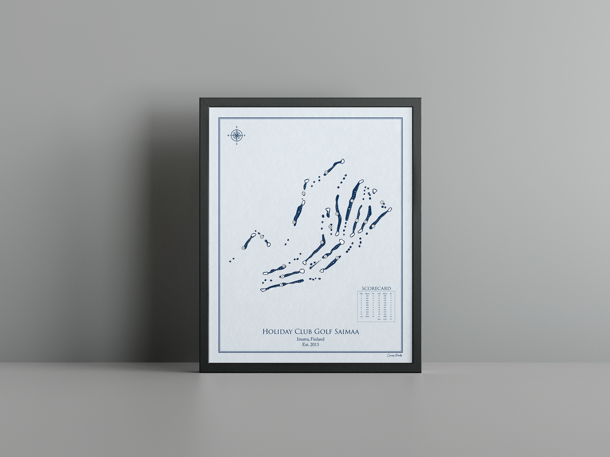 Holiday Club Golf Saimaa golf course print, blue frame
