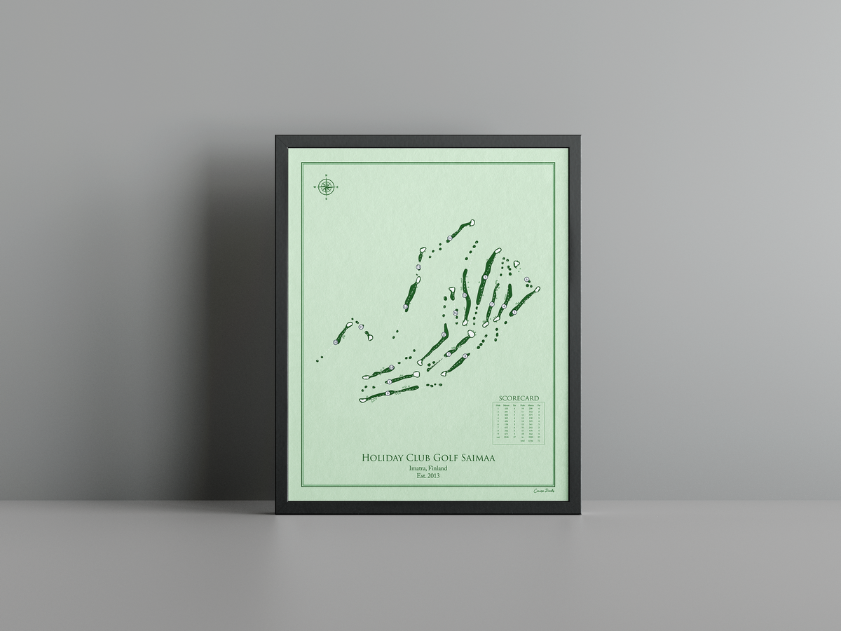 Holiday Club Golf Saimaa golf course print, green frame