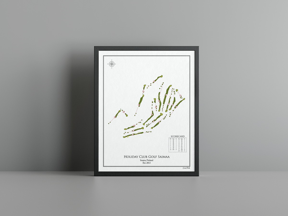 Holiday Club Golf Saimaa golf course print, white frame