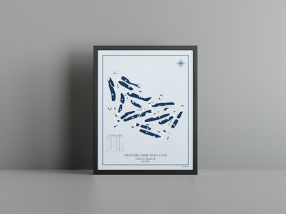 Huntercombe Golf Club golf course print, blue frame